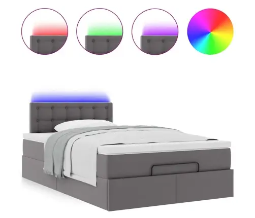 Osmaņu Gultas Rāmis Ar Matrača Pelēks 120X200Cm Mākslīgā Āda Vidaxl