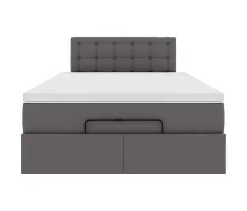 Osmaņu Gultas Rāmis Ar Matrača Pelēks 120X200Cm Mākslīgā Āda Vidaxl