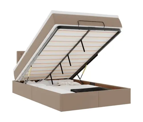 Osmaņu Gultas Rāmis Ar Matrača Kapučīno 120X200Cm Mākslīgā Āda Vidaxl