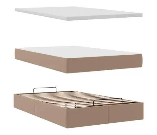 Osmaņu Gultas Rāmis Ar Matrača Kapučīno 120X200Cm Mākslīgā Āda Vidaxl