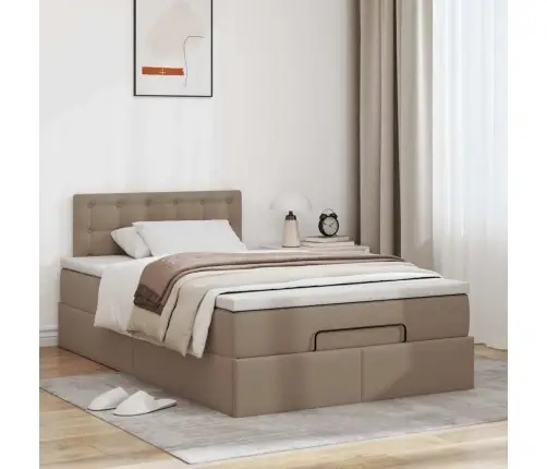 Osmaņu Gultas Rāmis Ar Matrača Kapučīno 120X200Cm Mākslīgā Āda Vidaxl