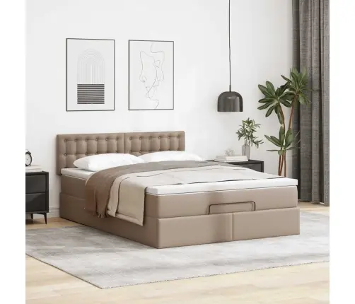 Osmaņu Gulta Ar Matračiem Un Led, Kapučīno, 140X190 Cm Vidaxl