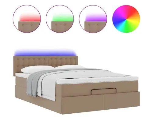 Osmaņu Gulta Ar Matračiem Un Led, Kapučīno, 140X190 Cm Vidaxl