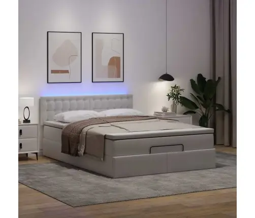 Osmaņu Gulta Ar Matračiem Un Led, Tīri Balts 140X200 Cm Vidaxl