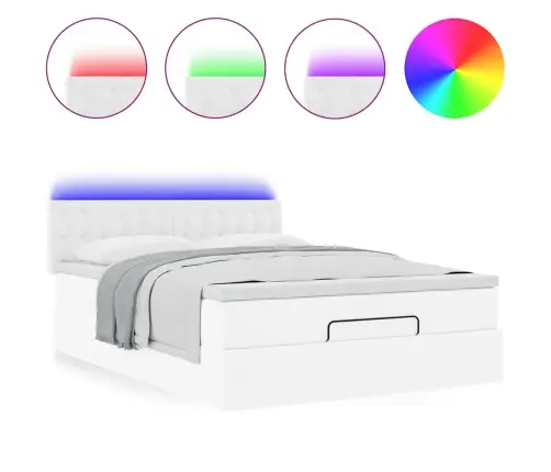 Osmaņu Gulta Ar Matračiem Un Led, Tīri Balts 140X200 Cm Vidaxl