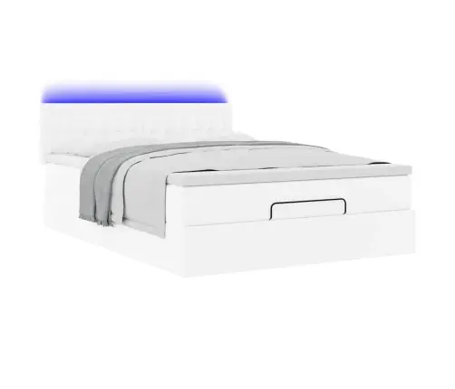 Osmaņu Gulta Ar Matračiem Un Led, Tīri Balts 140X200 Cm Vidaxl