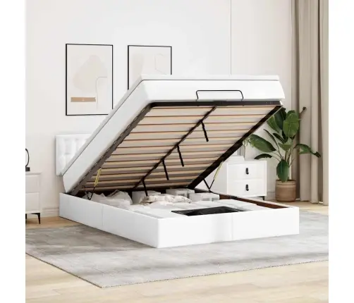 Osmaņu Gulta Ar Matračiem Un Led, Tīri Balts 140X200 Cm Vidaxl