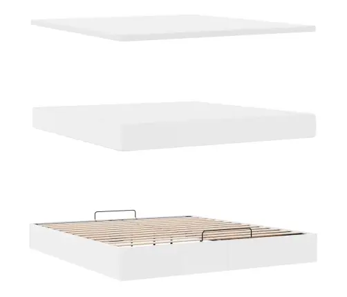 Osmaņu Gulta Ar Matračiem Un Led, Balts, 160X200Cm Mākslīgā Āda Vidaxl