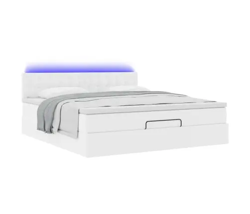 Osmaņu Gulta Ar Matračiem Un Led, Balts, 160X200Cm Mākslīgā Āda Vidaxl