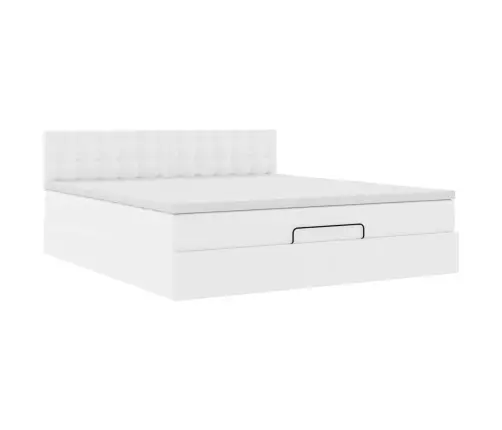 Osmaņu Gulta Ar Matračiem Un Led, Balts, 160X200Cm Mākslīgā Āda Vidaxl