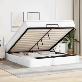 Osmanų Lova Su Čiužiniais Ir Led, 180X200cm Dirbtinė Oda