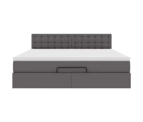 Osmaņu Gulta Ar Matračiem Un Led, Pelēks 180X200Cm Mākslīgā Āda Vidaxl