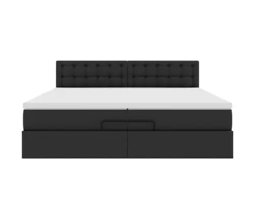 Osmaņu Gultas Rāmis Ar Matrača Black 200X200Cm Mākslīgā Āda Vidaxl