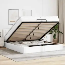 Osmaņu Gultas Rāmis Ar Matrača Tīri Balts 200X200Cm Vidaxl