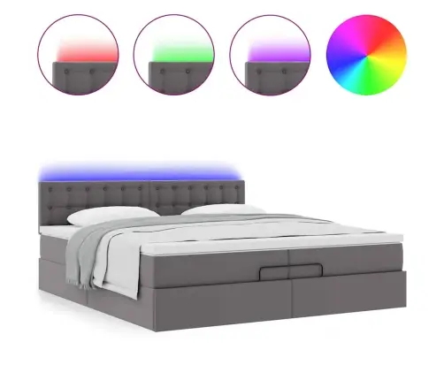 Osmaņu Gultas Rāmis Ar Matrača Pelēks 200X200Cm Mākslīgā Āda Vidaxl