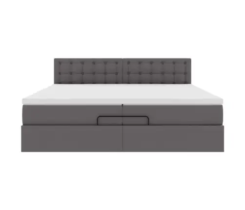 Osmaņu Gultas Rāmis Ar Matrača Pelēks 200X200Cm Mākslīgā Āda Vidaxl