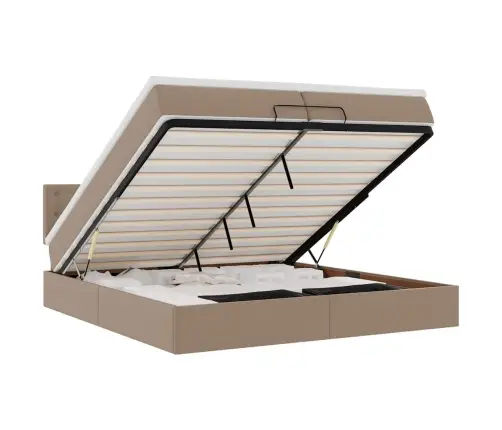 Osmaņu Gultas Rāmis Ar Matrača Kapučīno 200X200Cm Mākslīgā Āda Vidaxl