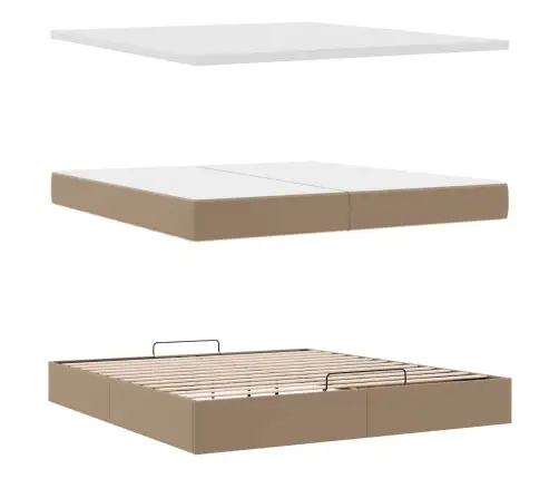 Osmaņu Gultas Rāmis Ar Matrača Kapučīno 200X200Cm Mākslīgā Āda Vidaxl