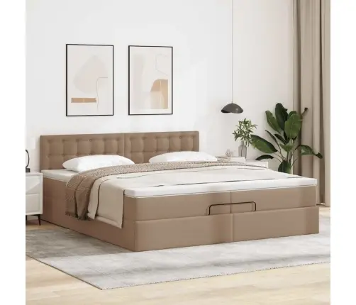 Osmaņu Gultas Rāmis Ar Matrača Kapučīno 200X200Cm Mākslīgā Āda Vidaxl