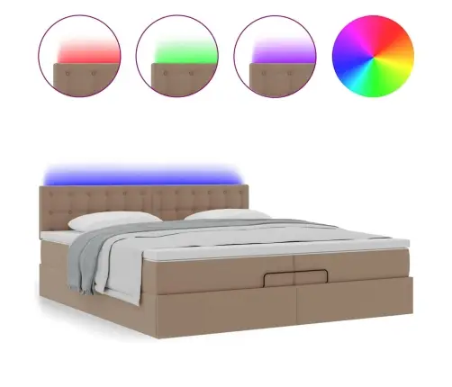 Osmaņu Gultas Rāmis Ar Matrača Kapučīno 200X200Cm Mākslīgā Āda Vidaxl