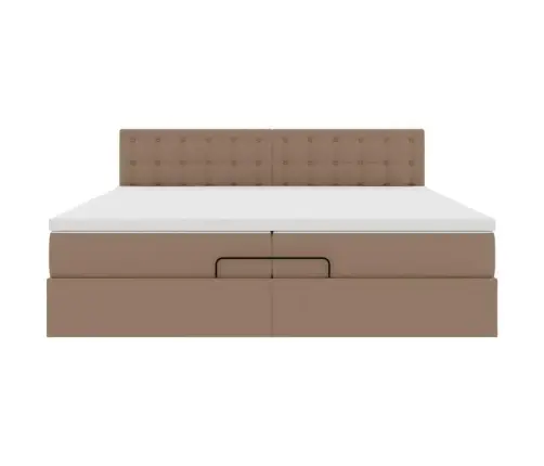 Osmaņu Gultas Rāmis Ar Matrača Kapučīno 200X200Cm Mākslīgā Āda Vidaxl