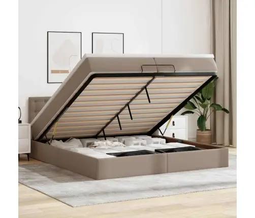 Osmaņu Gultas Rāmis Ar Matrača Kapučīno 200X200Cm Mākslīgā Āda Vidaxl