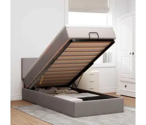 Osmaņu Gultas Rāmis Ar Matrača Pelēkbrūns 80X200 Cm Audums Vidaxl