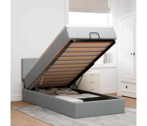 Osmaņu Gultas Rāmis Ar Matrača Gaiši Pelēks 90X190 Cm Audums Vidaxl