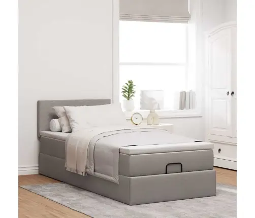 Osmaņu Gultas Rāmis Ar Matrača Pelēkbrūna 90X190 Cm Audums Vidaxl