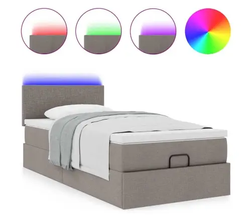 Osmaņu Gultas Rāmis Ar Matrača Pelēkbrūna 90X190 Cm Audums Vidaxl