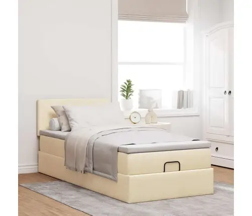 Osmaņu Gultas Rāmis Ar Matrača Krēma 90X190 Cm Audums Vidaxl