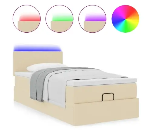 Osmaņu Gultas Rāmis Ar Matrača Krēma 90X190 Cm Audums Vidaxl