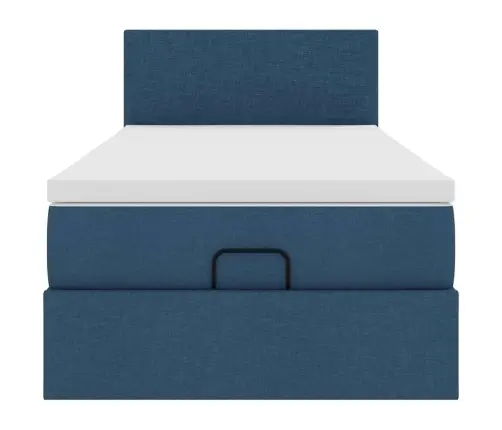Osmanų Lovos Rėmas Su Čiužiniu, Mėlynas, 90X190cm Audinys