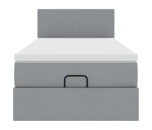 Osmanų Lova Su Čiužiniu Ir Led Šviesiai Pilkas 90X200Cm Audinys