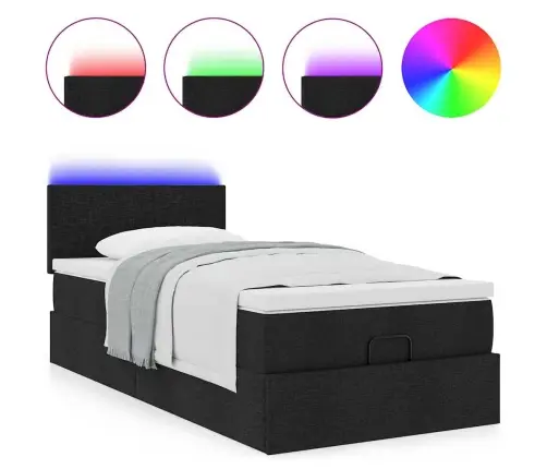 Osmaņu Gultas Rāmis Ar Matrača Melns 90X200 Cm Audums Vidaxl