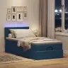 Osmaņu Gulta Ar Matraci & Leds, Zils, 90X200 Cm, Audums Vidaxl