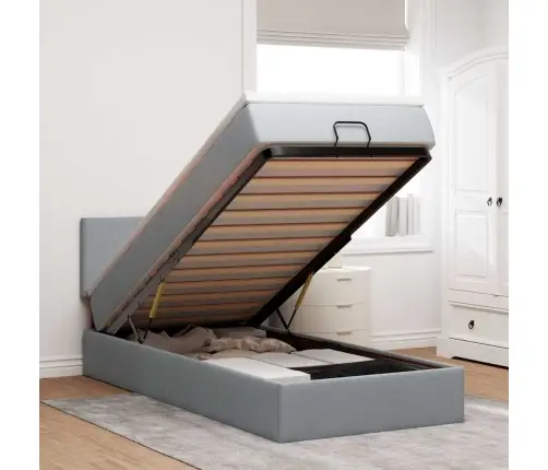 Osmaņu Gultas Rāmis Ar Matrača Gaiši Pelēks 100X200 Cm Audums Vidaxl