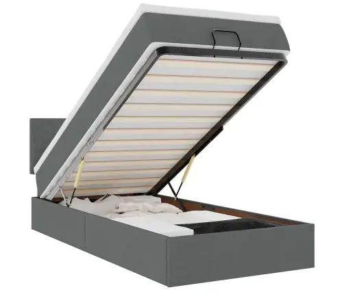 Osmaņu Gultas Rāmis Ar Matrača Tumši Pelēks 100X200 Cm Audums Vidaxl