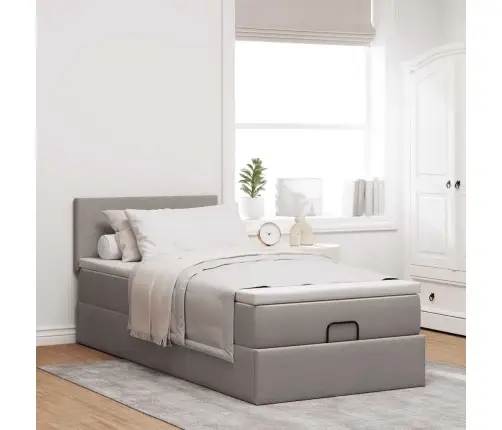 Osmaņu Gultas Rāmis Ar Matrača Pelēkbrūna 100X200 Cm Audums Vidaxl