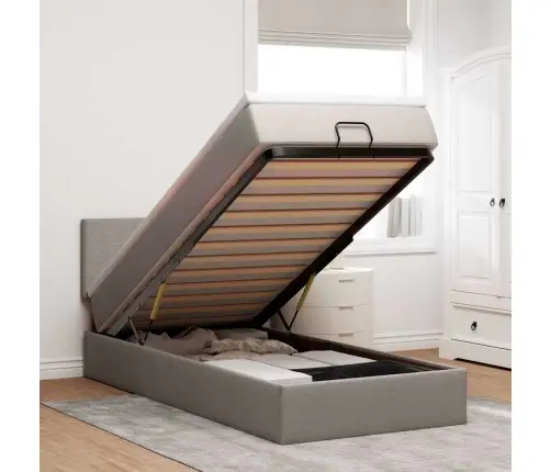 Osmaņu Gultas Rāmis Ar Matrača Pelēkbrūna 100X200 Cm Audums Vidaxl