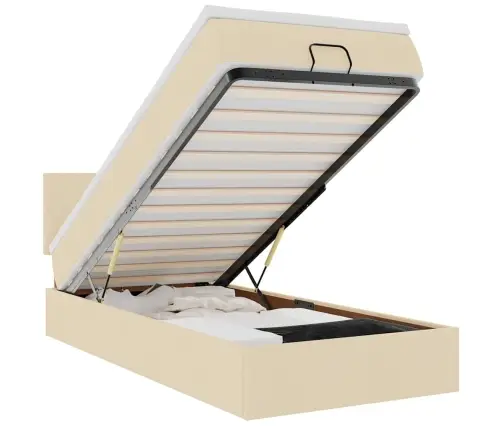 Osmanų Lova Su Čiužiniu, Kreminis, 100X200cm Audinys