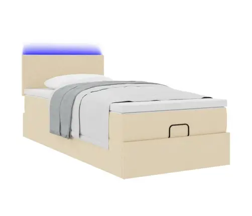 Osmanų Lova Su Čiužiniu, Kreminis, 100X200cm Audinys