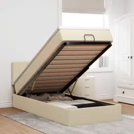 Osmaņu Gultas Rāmis Ar Matrača Krēma 100X200 Cm Audums Vidaxl