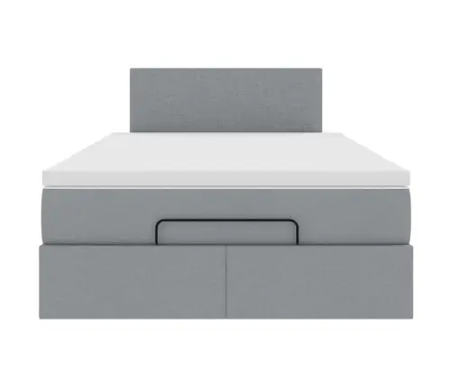 Osmaņu Gultas Rāmis Ar Matrača Gaiši Pelēks 120X190 Cm Audums Vidaxl