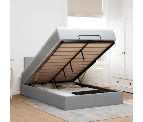 Osmaņu Gultas Rāmis Ar Matrača Gaiši Pelēks 120X190 Cm Audums Vidaxl