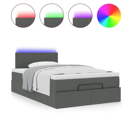 Osmaņu Gulta Ar Matraci&Leds, Tumši Pelēks, 120X190 Cm, Audums Vidaxl