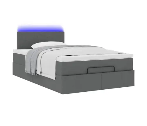 Osmaņu Gulta Ar Matraci&Leds, Tumši Pelēks, 120X190 Cm, Audums Vidaxl