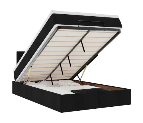 Ottomani Voodi Madratsi Ja Led, Must, 120X190 cm Kangas