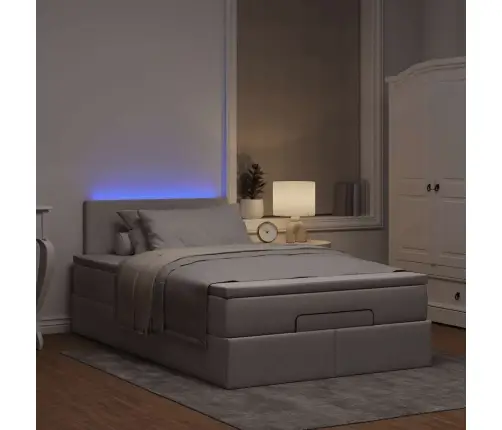 Osmaņu Gulta Ar Matraci&Leds, Pelēkbrūns, 120X190 Cm, Audums Vidaxl