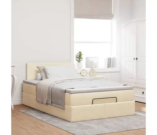 Osmanų Lova Su Čiužiniu Ir Led, Kreminės Sp., 120X190Cm Audinys